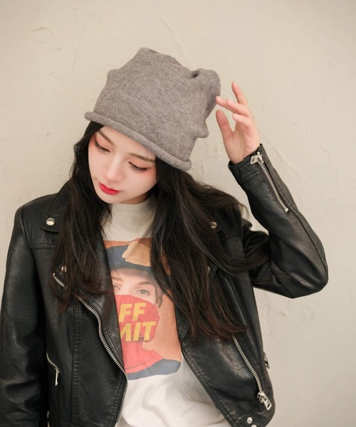 L LABEL（エルラベル） ニット帽 ニットキャップ ドローコードニット