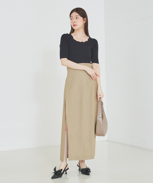 goa 希少　タイトスカート　ロングスカート　バック付き バックスリットロングデニムスカート(ロング・マキシ丈スカート