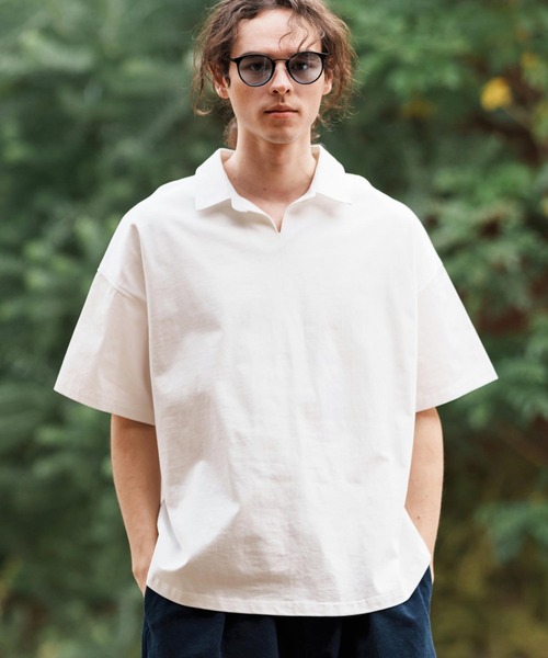 CAMBIO（カンビオ） ポロシャツ mhs2313-キーネック異素材切り替えポロ