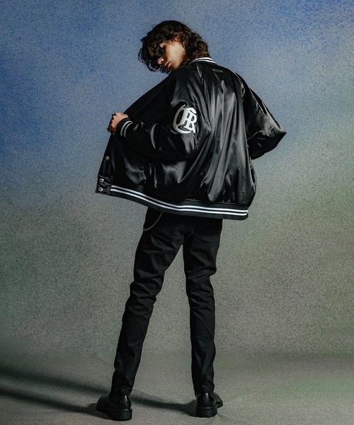 THE CRIMIE スタジャン L 黒 CRIMIE スタジャン STADIUM BOMBER JACKET メンズ : ZOZOTOWN