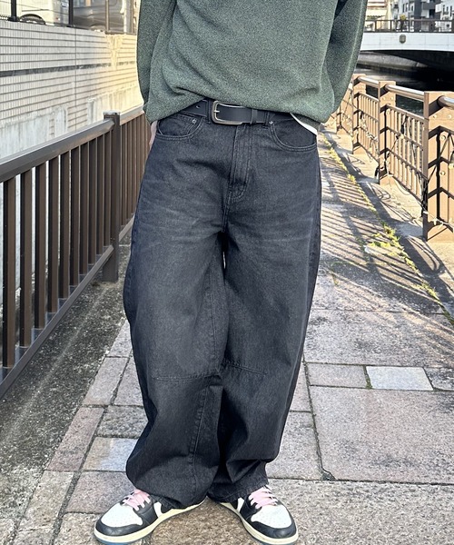 メンズチェーンデザインジーンズ バレルレッグ ワイド 韓国 6583 メンズチェーンデザインジーンズ バレルレッグ ワイド 韓国 6583