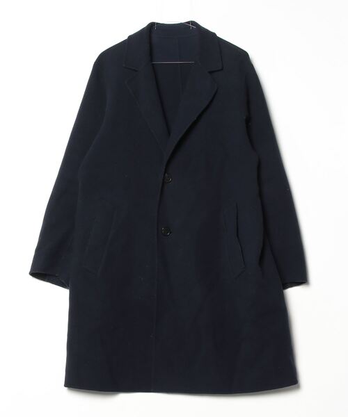 極美品✨エディフィス チェスターコート ネイビー 44サイズ　軽くて暖かい♪ 極美品✨エディフィス チェスターコート ネイビー 44サイズ 軽くて