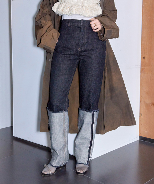 ジーンズ デニム デニムパンツ LIVINGTONE DOLK Straight loose LT-DOLK5-08：デニムパンツ レディース