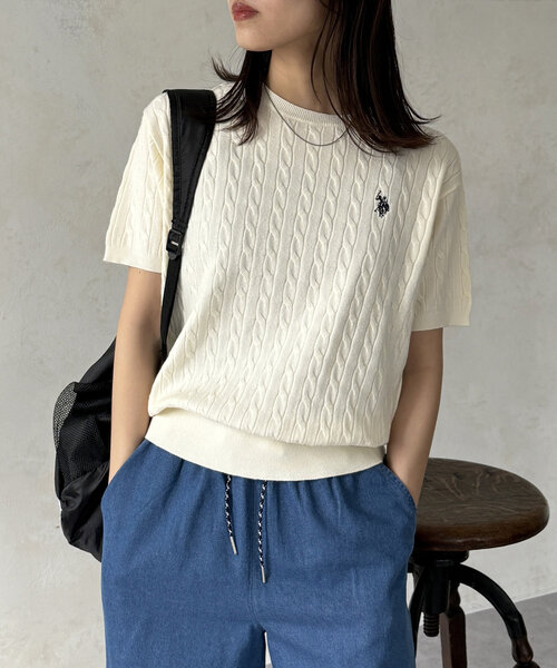 【新品★正規品】POLO by RALPH LAUREN半袖セーター（US） U.S. POLO ASSN. ニット セーター 半袖ケーブルニット