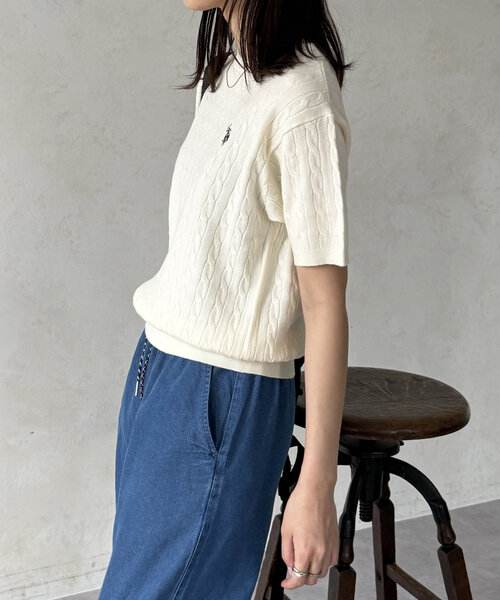 U.S. POLO ASSN. ニット セーター 半袖ケーブルニット