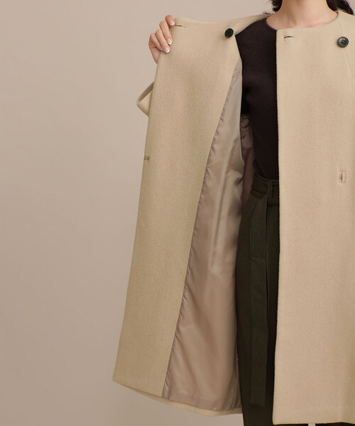 「NANO universe」 ノーカラーコート 38 ベージュ レディース_画像2
