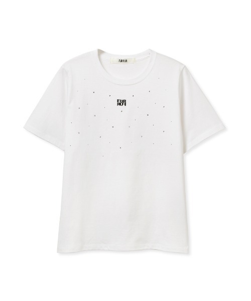 tシャツ 「WEB限定」ビジューロゴTEE レディース FURFUR tシャツ 「WEB限定」ビジュー付きロゴ刺繍Tシャツ