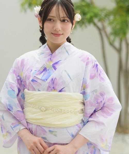 人気激安 浴衣小物」ビジュー＆パールベルト ゆかた飾り紐 帯飾り 水着・ラッシュガード