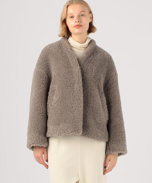 ボールジィ　ウール100% メルトンノーカラーコート オフホワイト ボールジィ ウール100% メルトンノーカラーコート 36 M オフホワイト