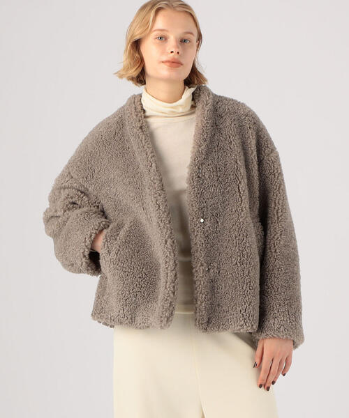 ボールジィ　リップルメルトンノーカラーコート36 Ballsey ボールジィリップルメルトン ノーカラーコート