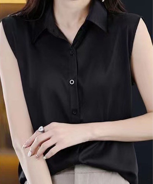 F.C.R.B. ノースリーブシャツ ブラック M BLANC FICELLE ブラウス シャツ ノースリーブ シャツ レディース