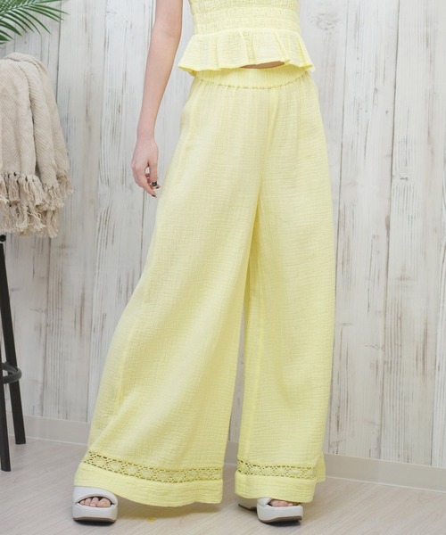 【REISS】Sunnie ワイド レッグ パンツ、カーキ R3834 2wayリネンギャザーワイドパンツ(M カーキ): パンツ - RNA