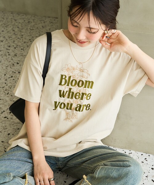 FREAK'S STORE tシャツ 限定展開 フラワープリント×bloom 刺繍