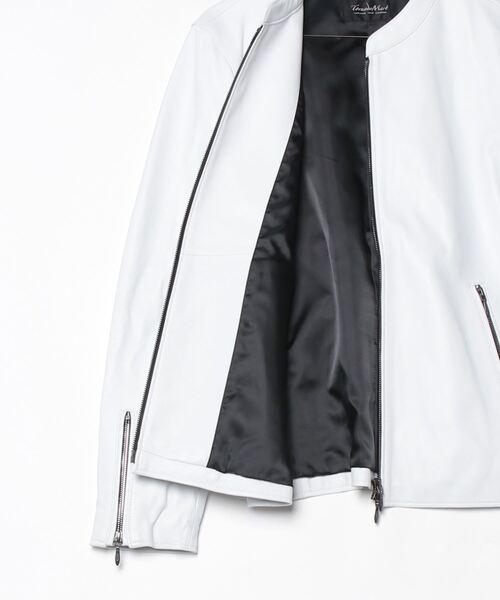 未使用に近い　トルネードマート　純白の ラムレザーシングルライダースジャケット TORNADO MART（トルネードマート） 革ジャン ライダース ラムレザー