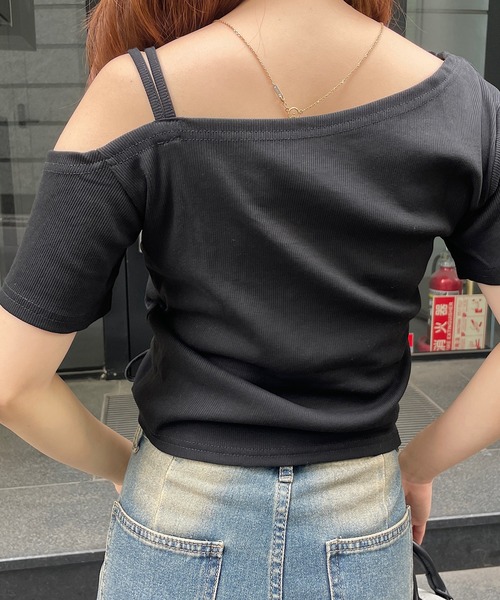 Roger新品タグ付きトップス Roger&Raw tシャツ リブワンショルダートップス レディース