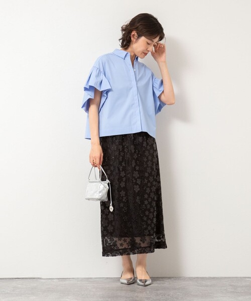 NOLLEY'S（ノーリーズ） ブラウス シャツ 半袖 ラッフルスリーブ