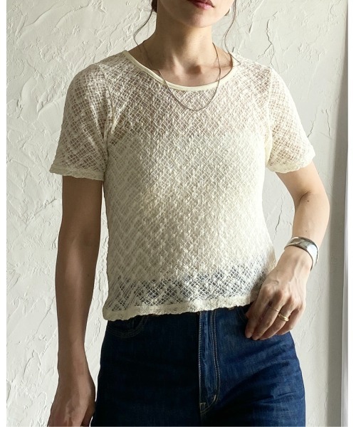 She's Closet tシャツ 半袖シアー/シースルーショート丈