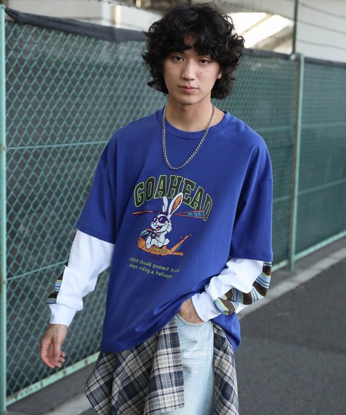 tシャツ HOOK -original- アメリカンカートゥーンうさぎプリント袖