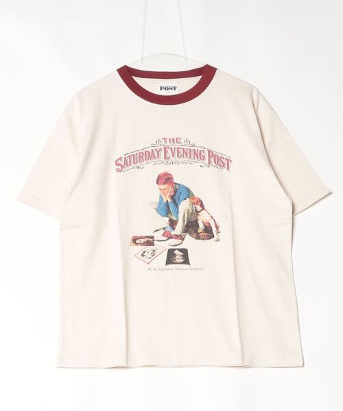 tシャツ 「THE SATURDAY EVENING POST」Cover girl グラフィックプリントリンガーTシャツ レディース メンズ