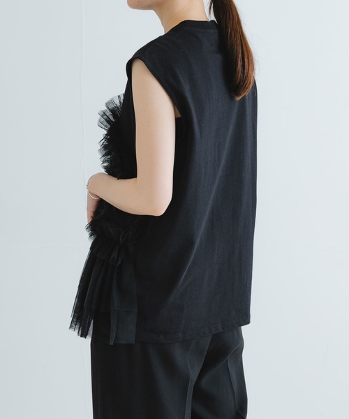 VIVIANO tシャツ VIVIANO Tulle Sleeveless T-shirts レディース