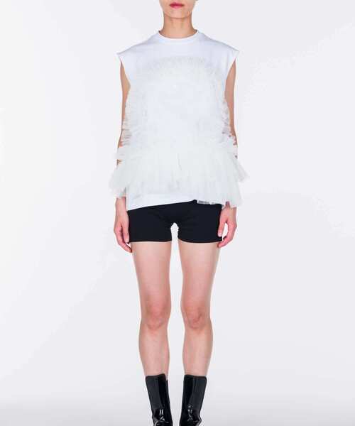 tシャツ 「VIVIANO/ヴィヴィアーノ」Tulle Sleeveless T-Shirt レディース VIVIANO tシャツ 「VIVIANO/ヴィヴィアーノ」Tulle Sleeveless T