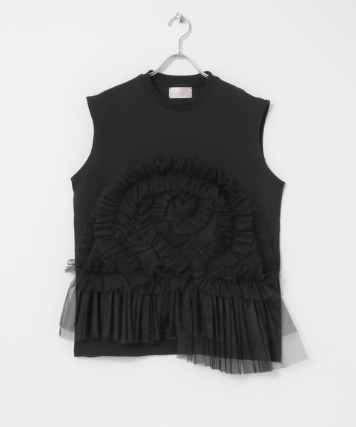 tシャツ 「VIVIANO/ヴィヴィアーノ」Tulle Sleeveless T-Shirt レディース VIVIANO tシャツ 「VIVIANO/ヴィヴィアーノ」Tulle Sleeveless T