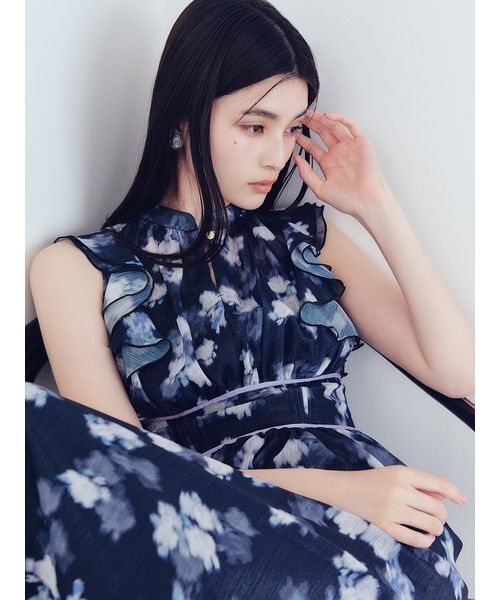 LILY BROWN ワンピース シアープリントフリルワンピース