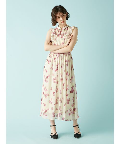 LILY BROWN ワンピース シアープリントフリルワンピース
