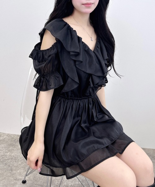 INGNI（イング） ワンピース 肩開きフリルミニワンピース : ZOZOTOWN