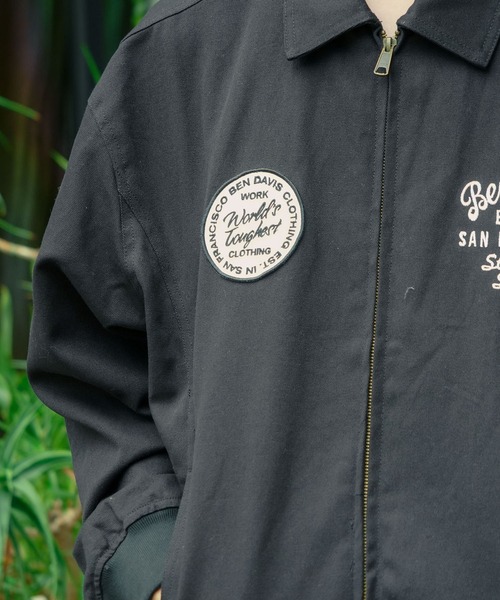 【フェード感◎】BEN DAVIS ダックジャケット　ブラック Lサイズ ベンデイビス（BEN DAVIS）（メンズ）バック刺繍 ダックジャケット
