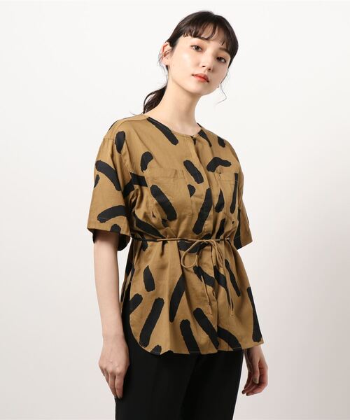 「RNA-N」 半袖ブラウス MEDIUM キャメル レディース_画像2