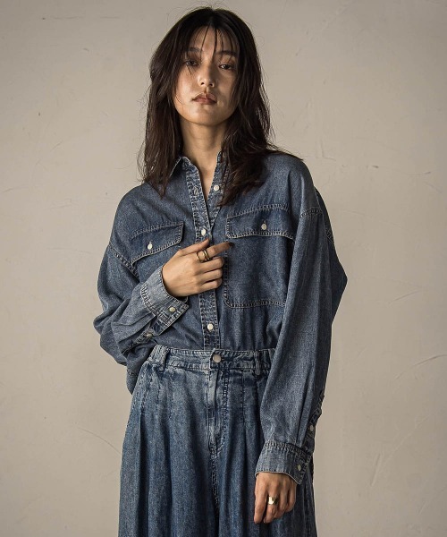 【新品タグ付き】MAYSON GREY バイオシルクデニムオーバーシャツ MAYSON GREY｜バイオシルクデニムオーバーシャツ≪洗濯機で洗える
