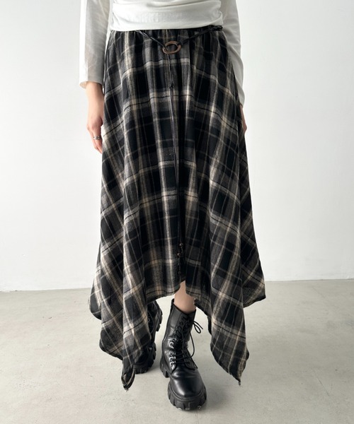 Bamm スカート アシンメトリーチェックスカート : ZOZOTOWN Yahoo!店