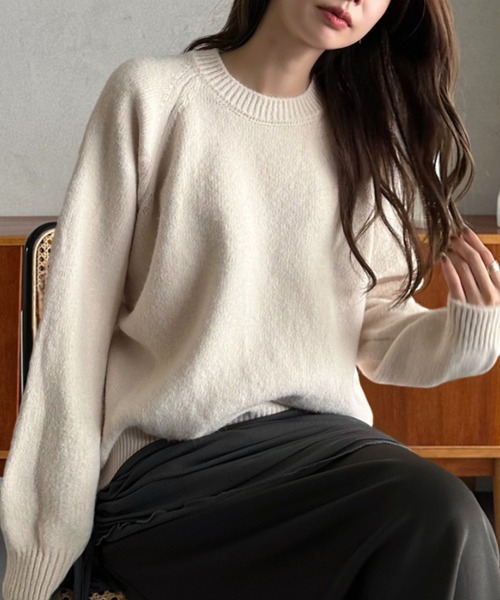 Eclat one ニット セーター 「Eclat one」ラグランスリーブ クルー