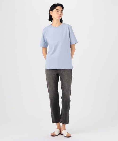 「ATON」 半袖Tシャツ 2 ダークブルー レディース_画像2