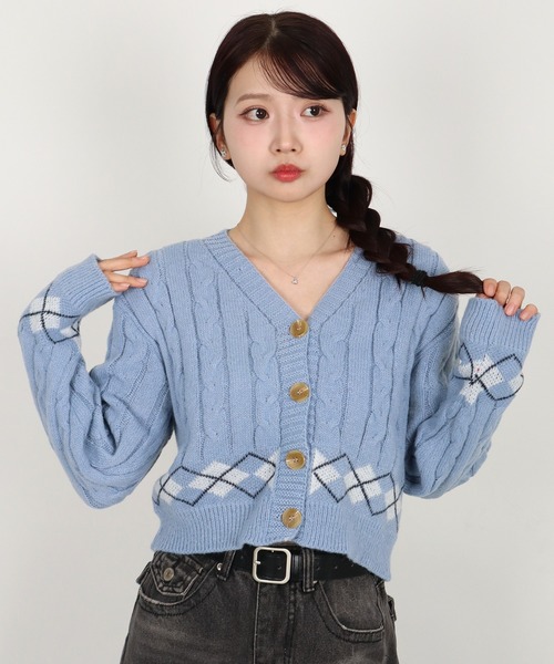 カーディガン 「 ammy. / エイミードット 」 レトロ アーガイル