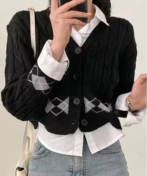 カーディガン 「 ammy. / エイミードット 」 レトロ アーガイル