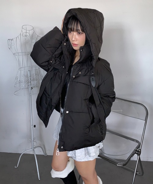 グレー ダウンジャケット フード付き　新品購入　美品　ほぼ新品　レディース lilful ダウンコート ダウンジャケット 「25年秋冬新作」サイドワン