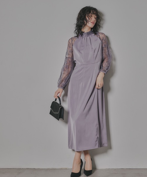 「niana」 長袖ワンピース M ベージュ×ブラック レディース_画像2