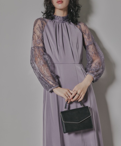 「niana」 長袖ワンピース M ベージュ×ブラック レディース_画像3