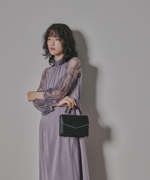 「niana」 長袖ワンピース M ベージュ×ブラック レディース_画像5