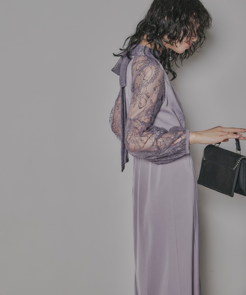 「niana」 長袖ワンピース M ベージュ×ブラック レディース_画像6