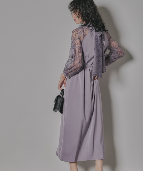 「niana」 長袖ワンピース M ベージュ×ブラック レディース_画像7