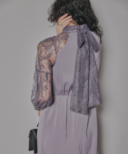 「niana」 長袖ワンピース M ベージュ×ブラック レディース_画像8