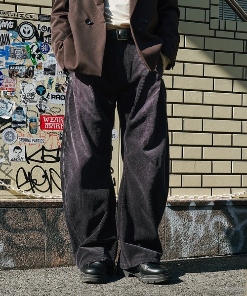 CONZ ワイドパンツ スラックス CORDUROY CURVED LEG PANTS