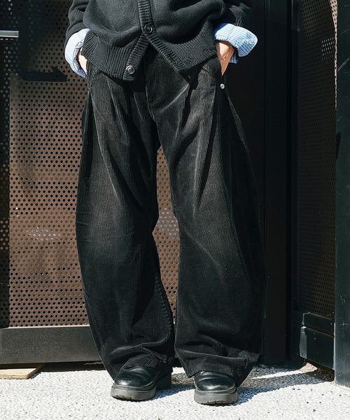 CONZ ワイドパンツ スラックス CORDUROY CURVED LEG PANTS