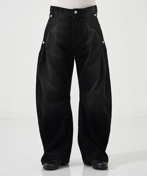 CONZ ワイドパンツ スラックス CORDUROY CURVED LEG PANTS