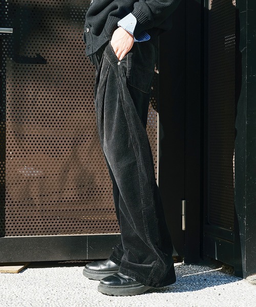 CONZ ワイドパンツ スラックス CORDUROY CURVED LEG PANTS