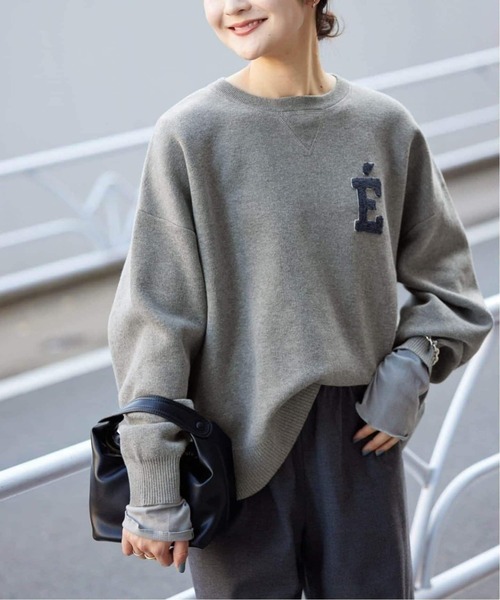 SLOBE IENAサガラ刺繍スウェットライクニット　ネイビー SLOBE IENA（スローブイエナ） ニット セーター 「WEB限定カラー有り