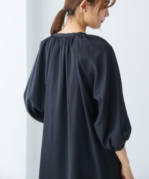 「nissen」 7分袖ワンピース L ブラック レディース_画像3